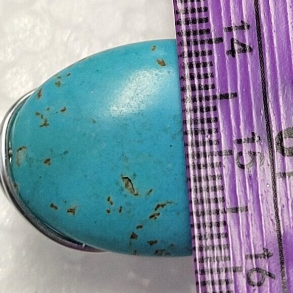 Turquoise Gemstone Ring Adjustable Stainless Steel Band, Handmade Turquoise Ring - Picture 5 of 10